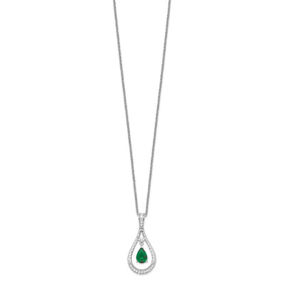 Sentimental Expressions Sterling Silver Rhodium-plated May CZ Stone Never Forget Tear 18in Birthstone Necklace