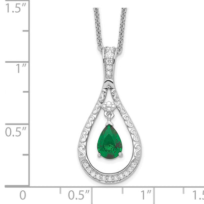 Sentimental Expressions Sterling Silver Rhodium-plated May CZ Stone Never Forget Tear 18in Birthstone Necklace