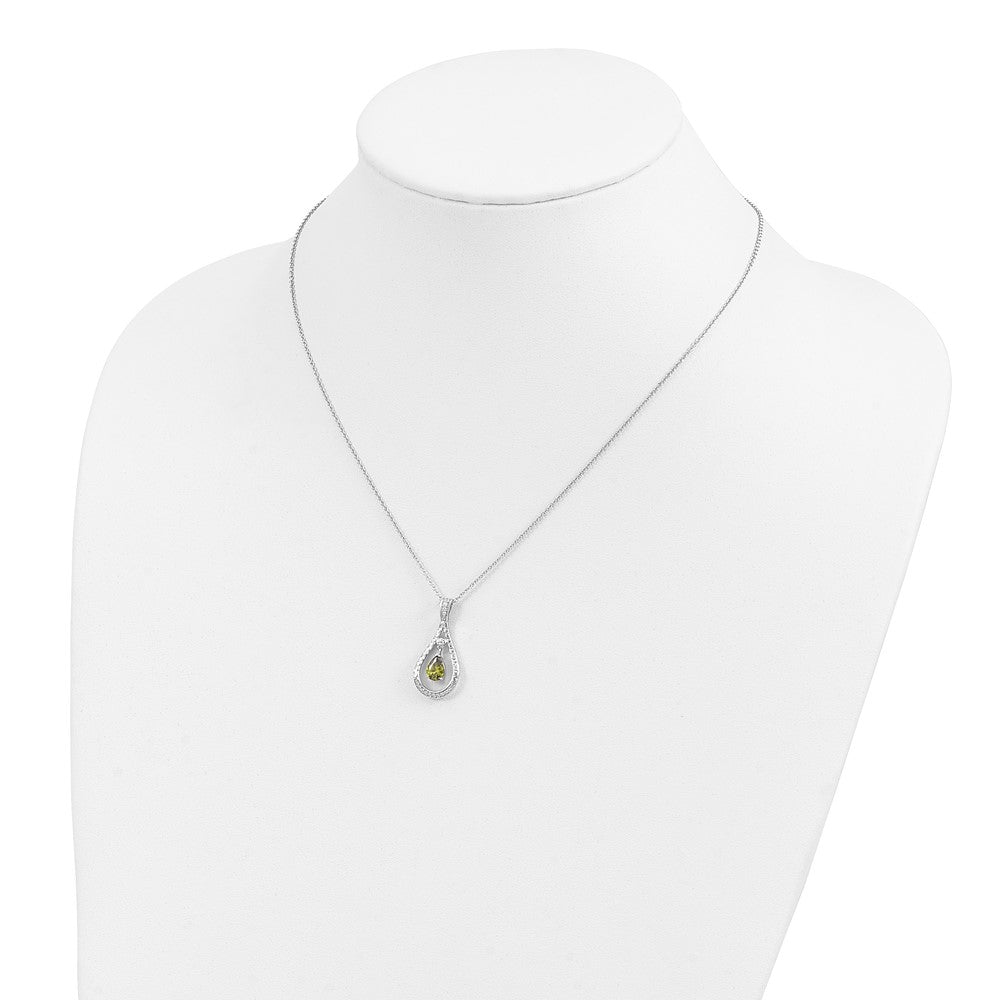 Sentimental Expressions Sterling Silver Rhodium-plated Aug. CZ Stone Never Forget Tear 18in Birthstone Necklace