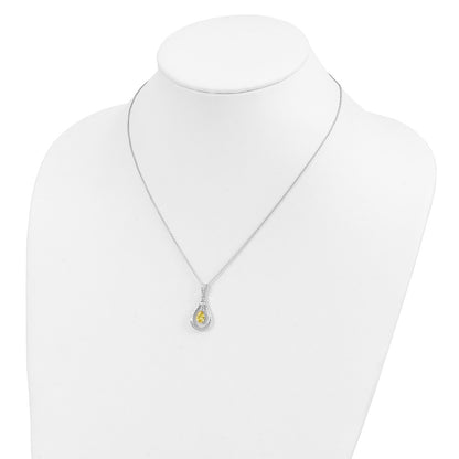 Sentimental Expressions Sterling Silver Rhodium-plated Nov. CZ Stone Never Forget Tear 18 Inch Birthstone Necklace