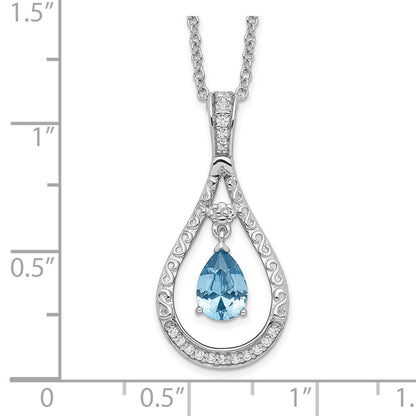 Sentimental Expressions Sterling Silver Rhodium-plated Dec. CZ Stone Never Forget Tear 18 Inch Birthstone Necklace