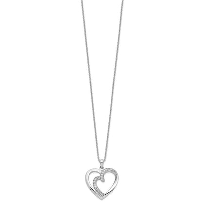 Sentimental Expressions Sterling Silver Rhodium-plated CZ Two Souls Lived As One 18in Heart Necklace