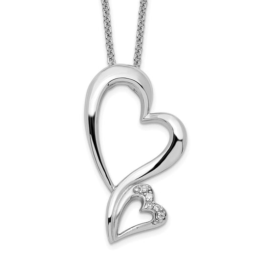 Sentimental Expressions Sterling Silver Rhodium-plated CZ Protected Heart 18in Necklace