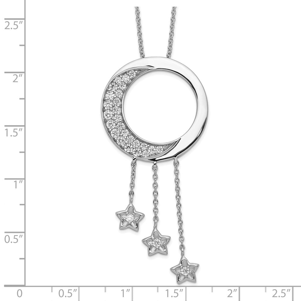 Sentimental Expressions Sterling Silver Rhodium-plated CZ I Promise You the Moon and Stars 18in Necklace