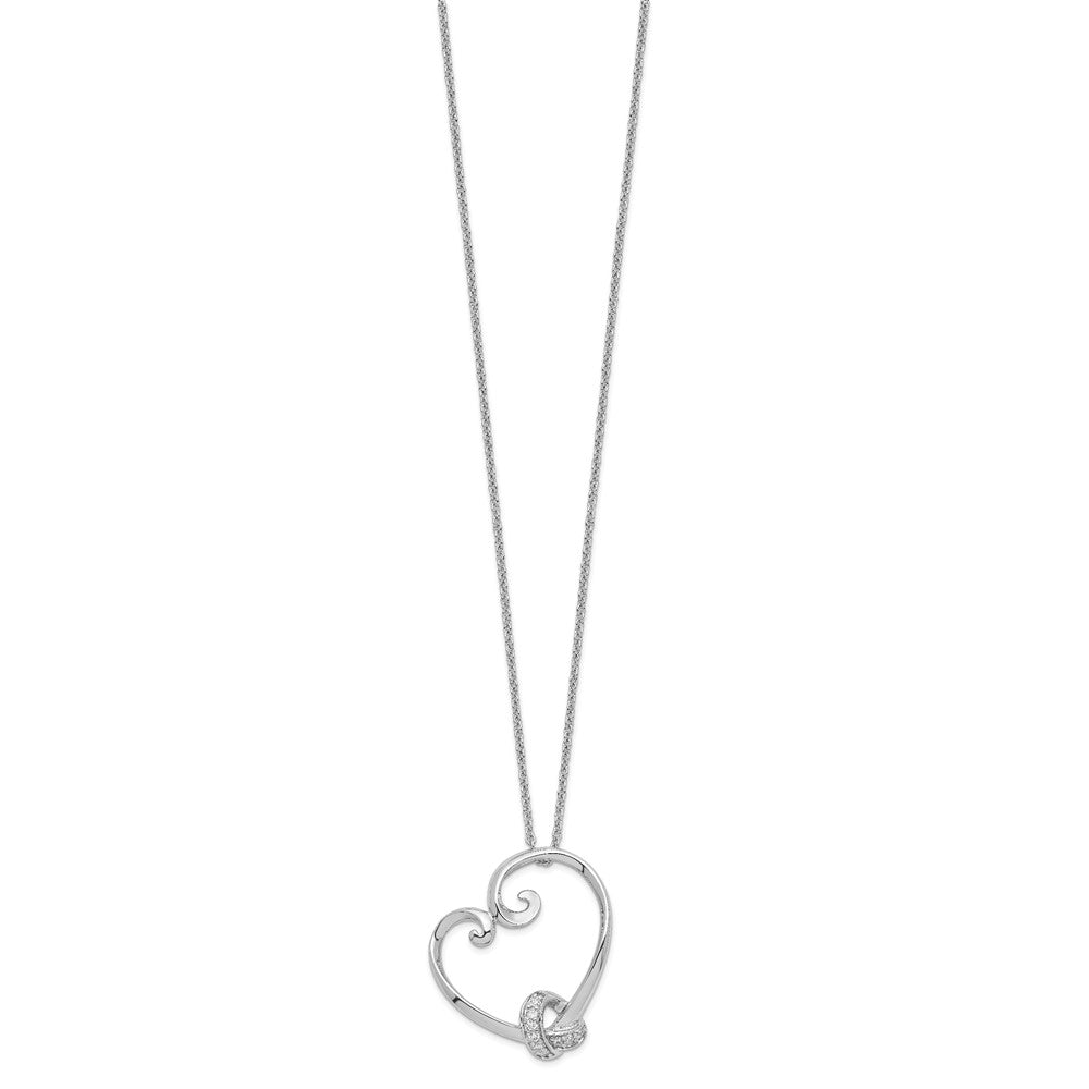 Sentimental Expressions Sterling Silver Rhodium-plated CZ Love knots 18in Heart Necklace