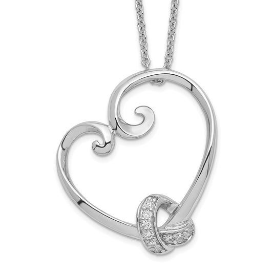 Sentimental Expressions Sterling Silver Rhodium-plated CZ Love knots 18in Heart Necklace