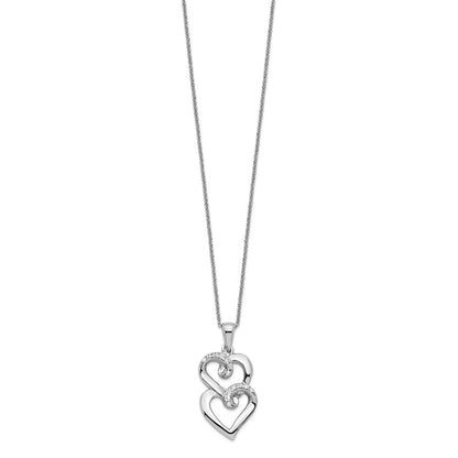 Sentimental Expressions Sterling Silver Rhodium-plated CZ To My Sister 18in Heart Necklace