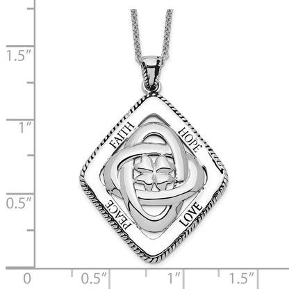 Sentimental Expressions Sterling Silver Rhodium-plated Antiqued Family Blessings 18in Necklace