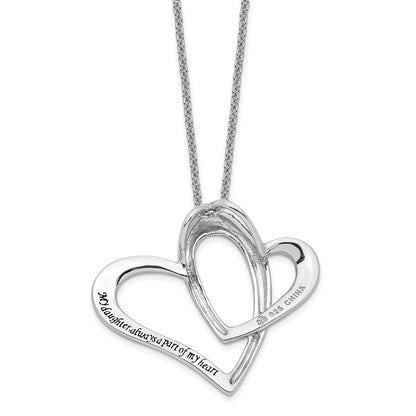 Sentimental Expressions Sterling Silver Rhodium-plated Daughter A Part of My Heart 18 Inch Necklace