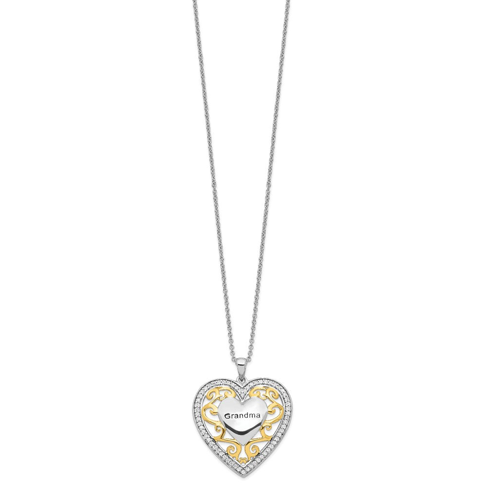 Sentimental Expressions Sterling Silver Gold-plated Grandma 18in Heart Necklace