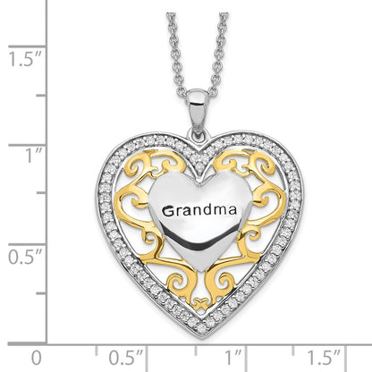 Sentimental Expressions Sterling Silver Gold-plated Grandma 18in Heart Necklace