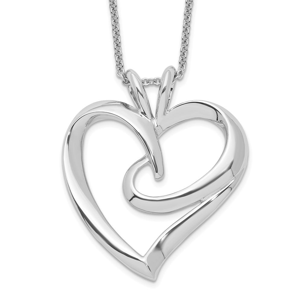 Sentimental Expressions Sterling Silver Rhodium-plated The Hugging Heart 18in Necklace