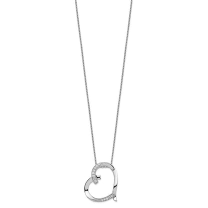 Sentimental Expressions Sterling Silver Rhodium-plated Antiqued CZ Love You Mom 18in Necklace