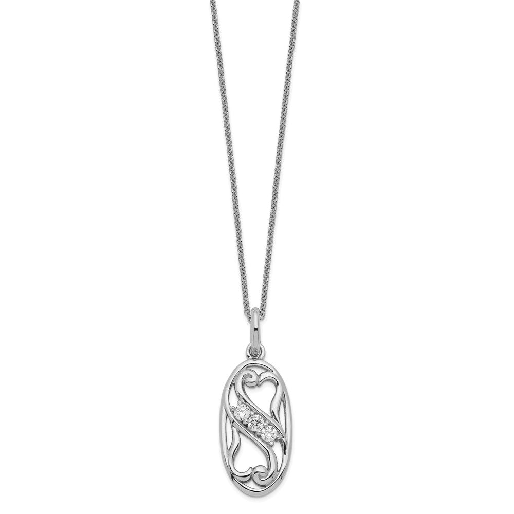 Sentimental Expressions Sterling Silver Rhodium-plated CZ Best Friends Forever 18in Necklace