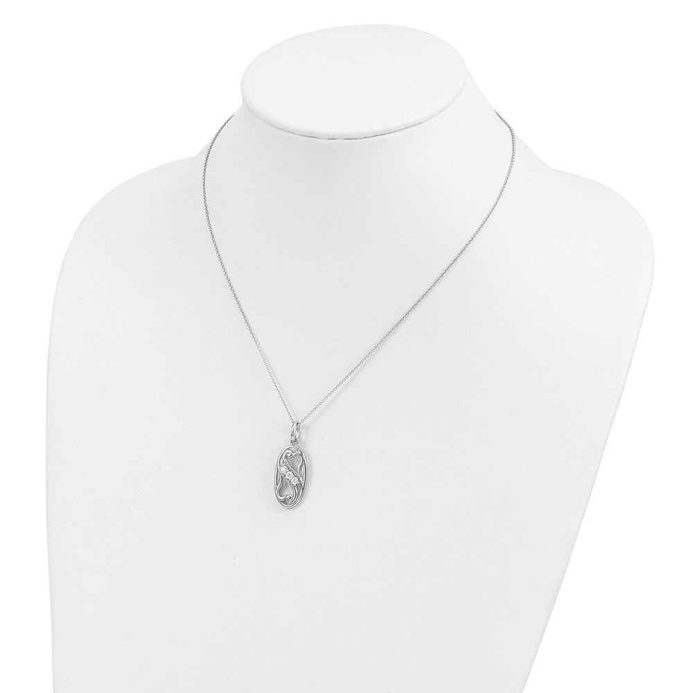 Sentimental Expressions Sterling Silver Rhodium-plated CZ Best Friends Forever 18in Necklace