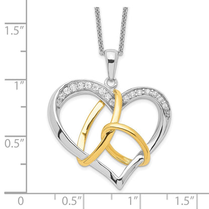 Sentimental Expressions Sterling Silver Gold-plated CZ To Have And To Hold 18in Necklace