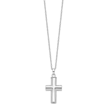 Sentimental Expressions Sterling Silver  Rhodium-plated Antiqued Cross Ash Holder 18 Inch Necklace