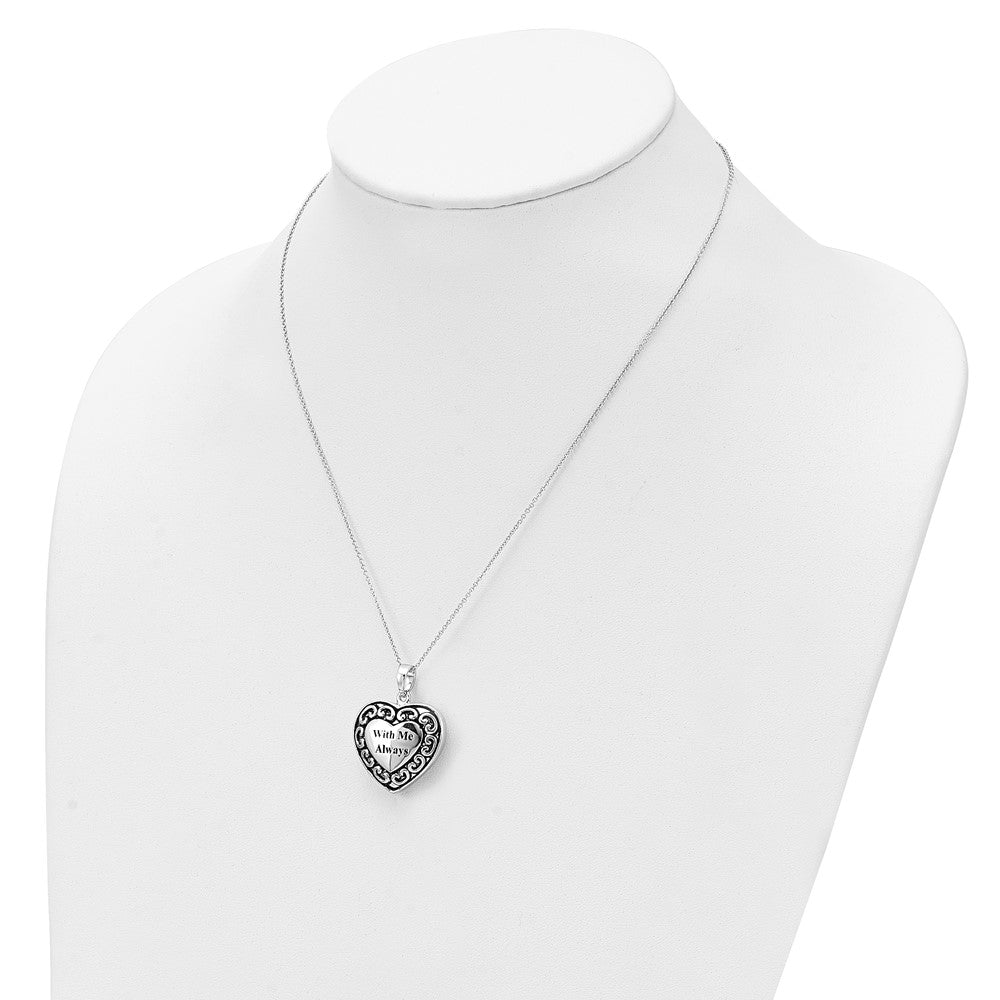 Sentimental Expressions Sterling Silver Rhodium-plated With Me Always Ash Holder 18 Inch Necklace