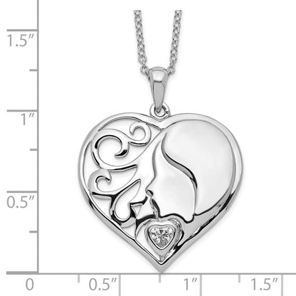 Sentimental Expressions Sterling Silver Rhodium-plated CZ My Daughter, My Heart's Treasure 18in Necklace