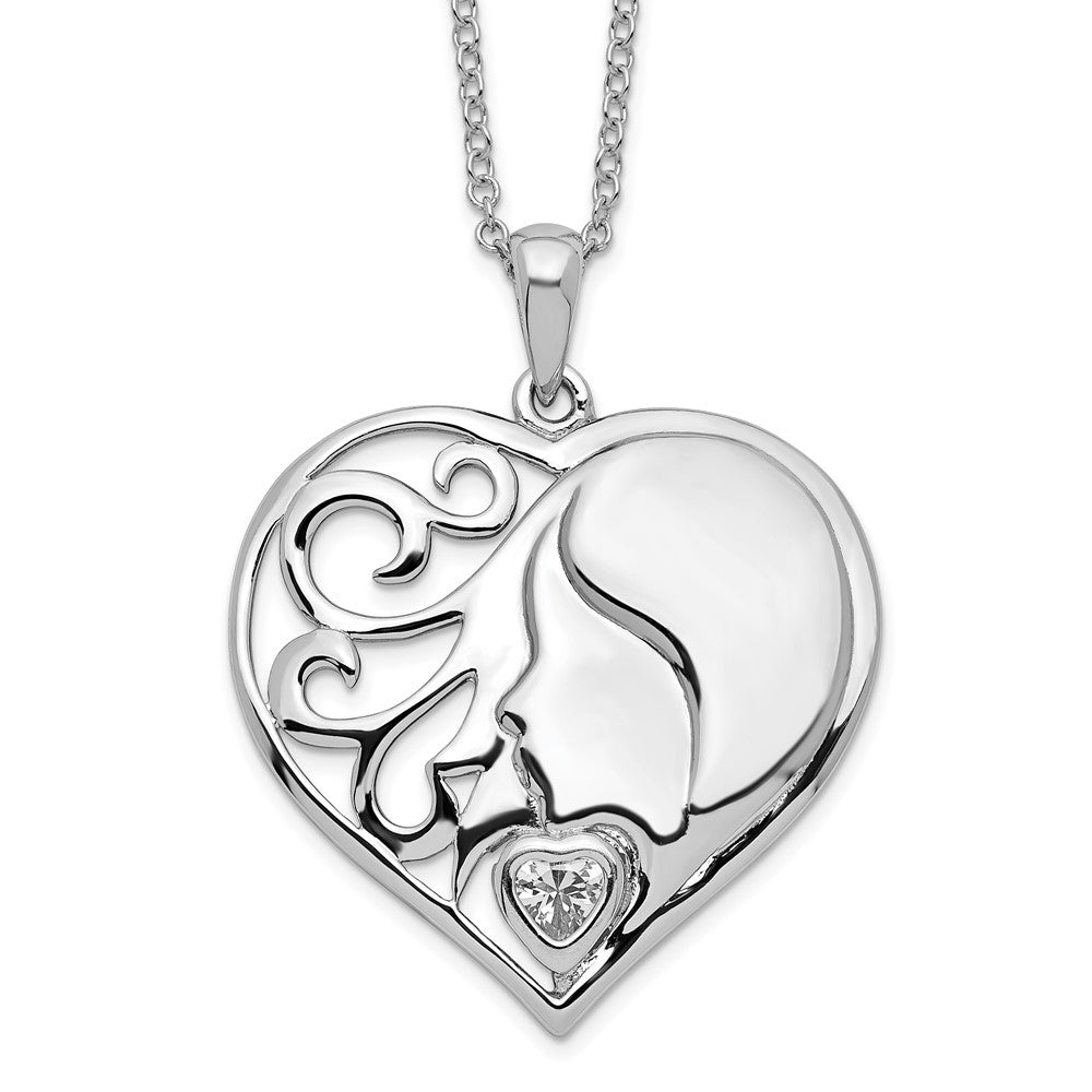 Sentimental Expressions Sterling Silver Rhodium-plated CZ My Daughter, My Heart's Treasure 18in Necklace