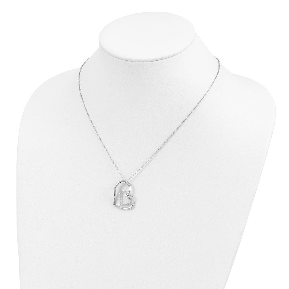 Sentimental Expressions Sterling Silver Rhodium-plated Antiqued CZ Thank You Grandma 18in Hearts Necklace