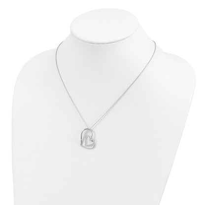 Sentimental Expressions Sterling Silver Rhodium-plated Antiqued CZ Thank You Grandma 18in Hearts Necklace