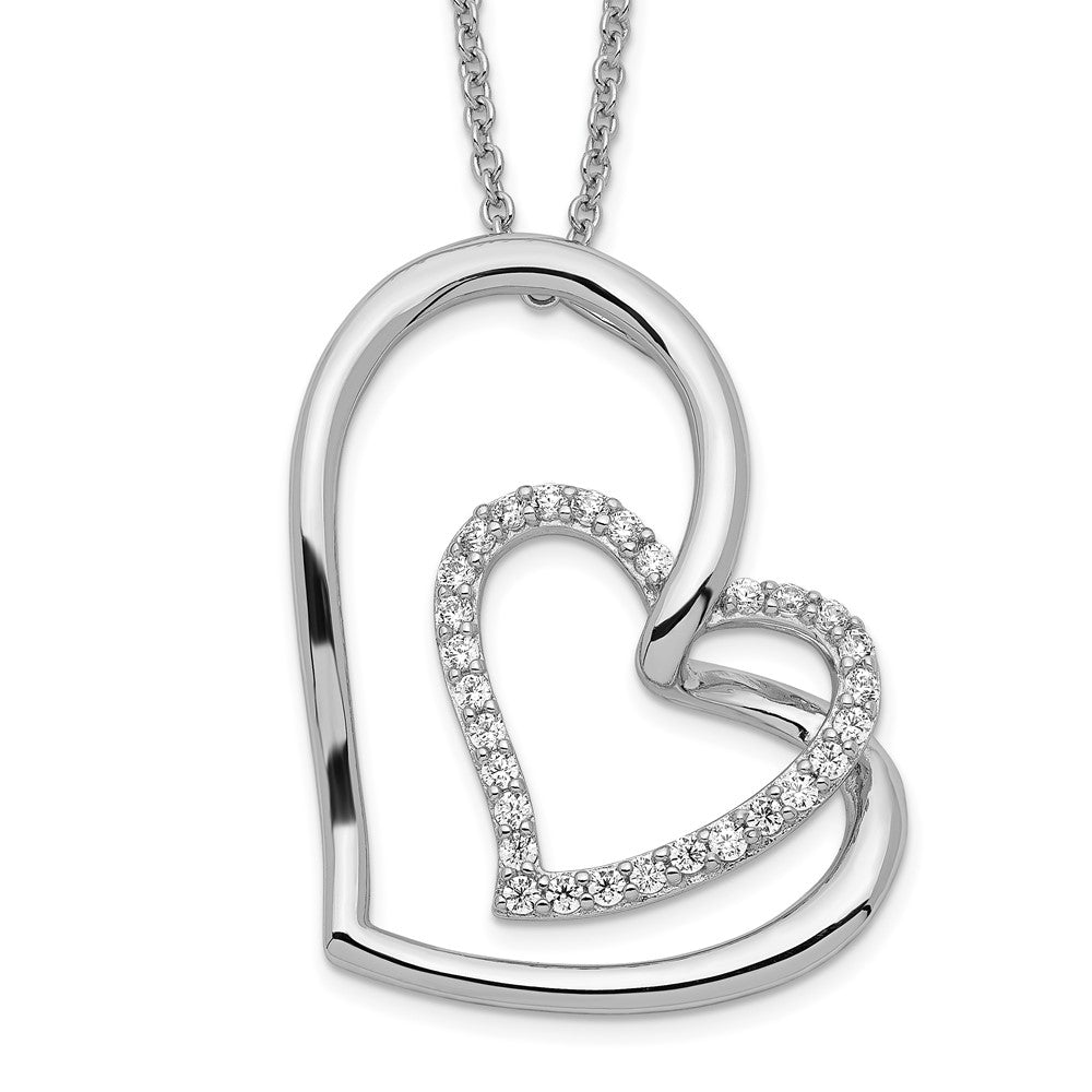 Sentimental Expressions Sterling Silver Rhodium-plated Antiqued CZ Thank You Grandma 18in Hearts Necklace