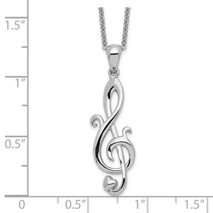 Sentimental Expressions Sterling Silver Rhodium-plated Love Note 18in Necklace