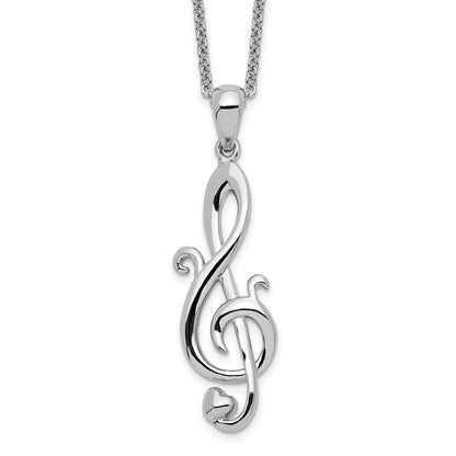 Sentimental Expressions Sterling Silver Rhodium-plated Love Note 18in Necklace