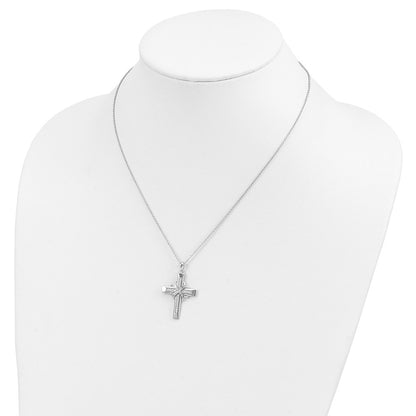 Sentimental Expressions Sterling Silver Rhodium-plated CZ Steadfast Love 18in Cross Necklace