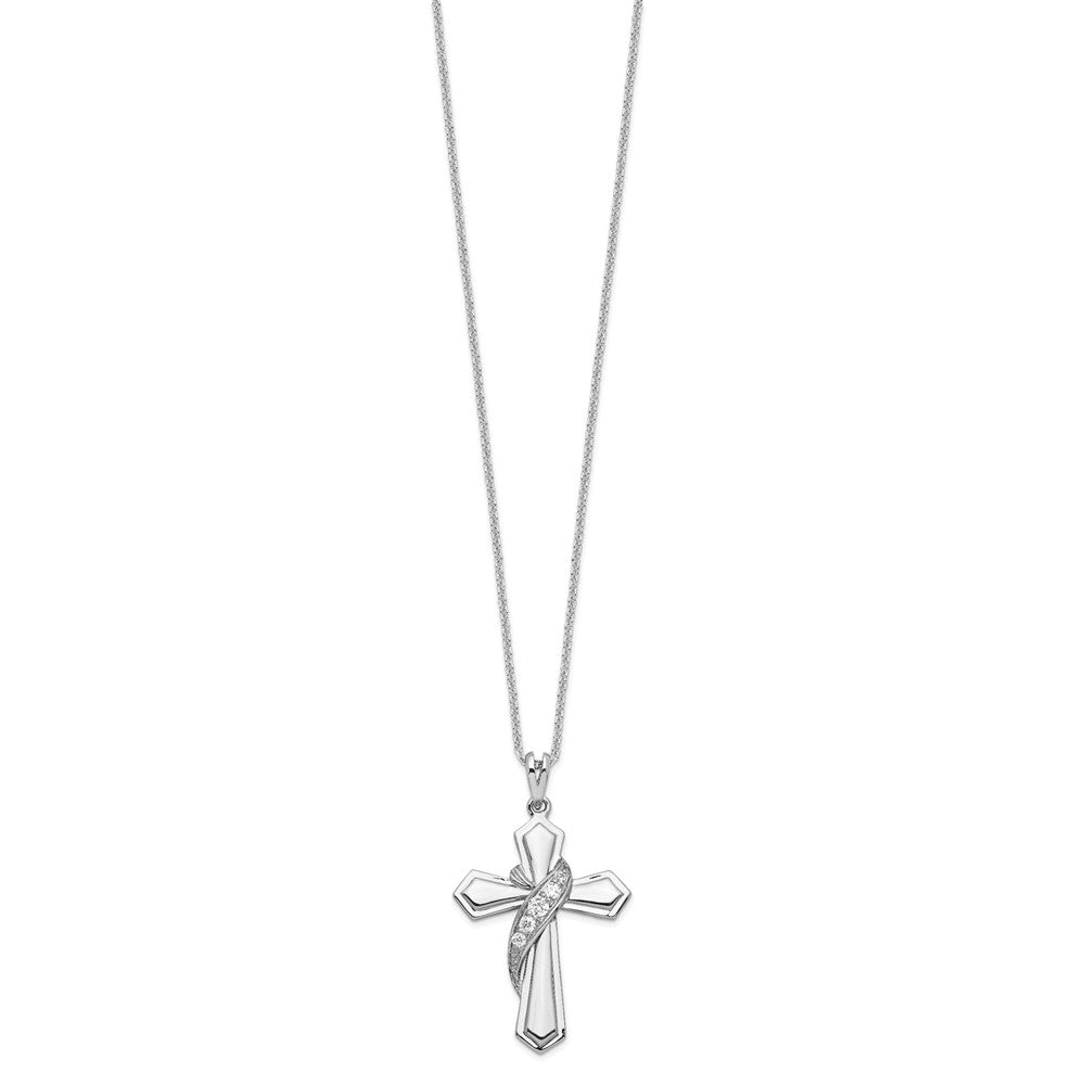 Sentimental Expressions Sterling Silver Rhodium-plated CZ My Journey Of Hope 18in Cross Necklace