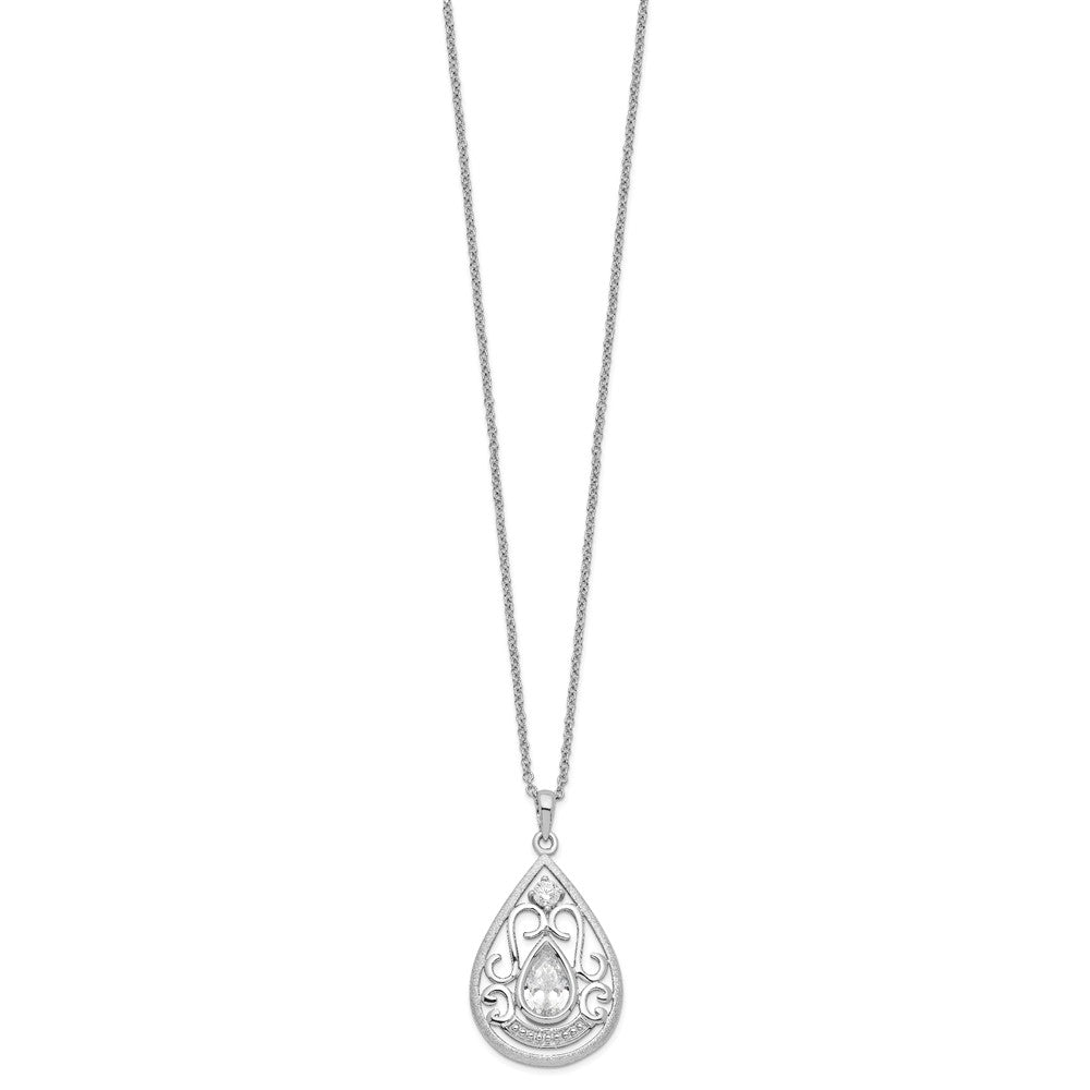 Sentimental Expressions Sterling Silver Rhodium-plated CZ In Loving Memory 18in Necklace