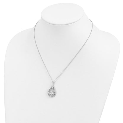 Sentimental Expressions Sterling Silver Rhodium-plated CZ In Loving Memory 18in Necklace