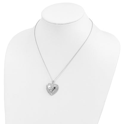 Sentimental Expressions Sterling Silver Rhodium-plated Antiqued With Me Always 18in Heart Necklace