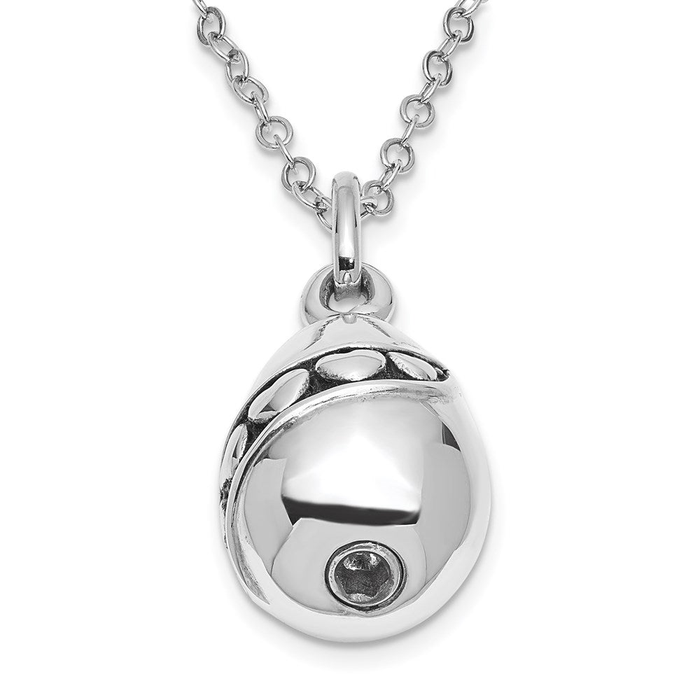 Sentimental Expressions Sterling Silver Rhodium-plated Antiqued Tear Of Love Ash Holder 18 Inch Necklace