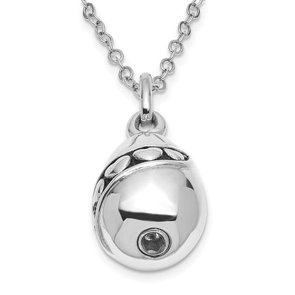 Sentimental Expressions Sterling Silver Rhodium-plated Antiqued Tear Of Love Ash Holder 18 Inch Necklace