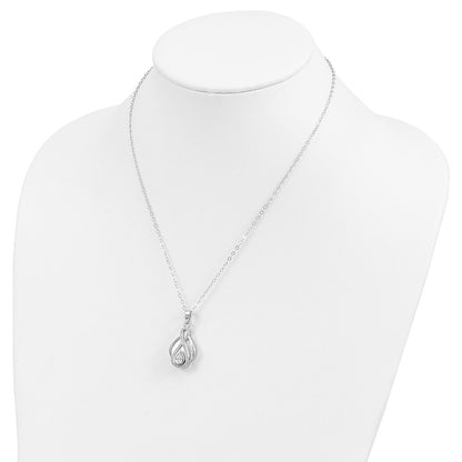 Sentimental Expressions Sterling Silver Rhodium-plated CZ Tear Of Strength Ash Holder 18 Inch Necklace