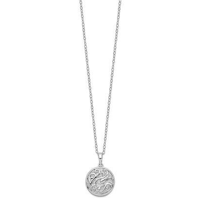 Sentimental Expressions Sterling Silver Rhodium-plated Tear in Circle Ash Holder 18 Inch Necklace