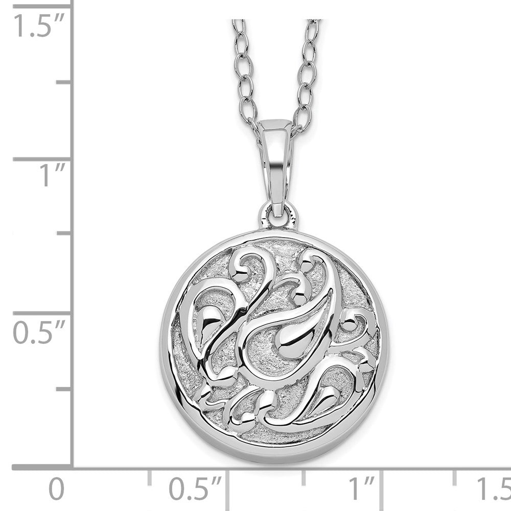 Sentimental Expressions Sterling Silver Rhodium-plated Tear in Circle Ash Holder 18 Inch Necklace