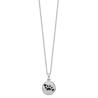 Sentimental Expressions Sterling Silver Rhodium-plated Enameled Paw Print Ash Holder 18 Inch Necklace