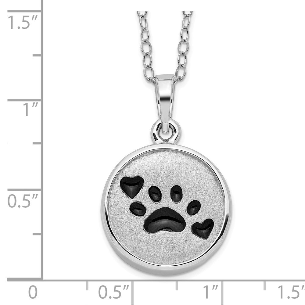 Sentimental Expressions Sterling Silver Rhodium-plated Enameled Paw Print Ash Holder 18 Inch Necklace