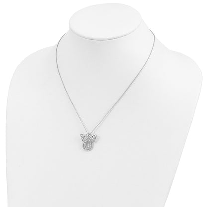 Sentimental Expressions Sterling Silver Rhodium-plated CZ Angel Of Comfort 18in. Necklace