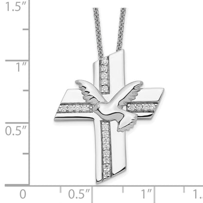 Sentimental Expressions Sterling Silver Rhodium-plated CZ Confirmation Blessings 18in. Necklace