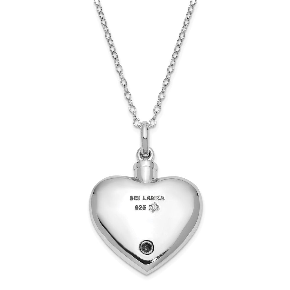 Sentimental Expressions Sterling Silver Rhodium-plated and Antiqued Mother of an Angel Heart Ash Holder 18 Inch Necklace