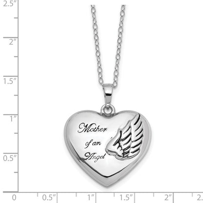 Sentimental Expressions Sterling Silver Rhodium-plated and Antiqued Mother of an Angel Heart Ash Holder 18 Inch Necklace