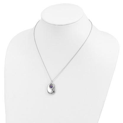 Sentimental Expressions Sterling Silver Rhodium-plated Antiqued CZ For You Grandma 18in. Necklace