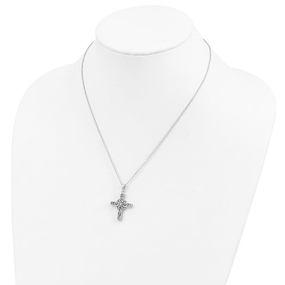 Sentimental Expressions Sterling Silver Rhodium-plated Prayer Cross 18in. Necklace