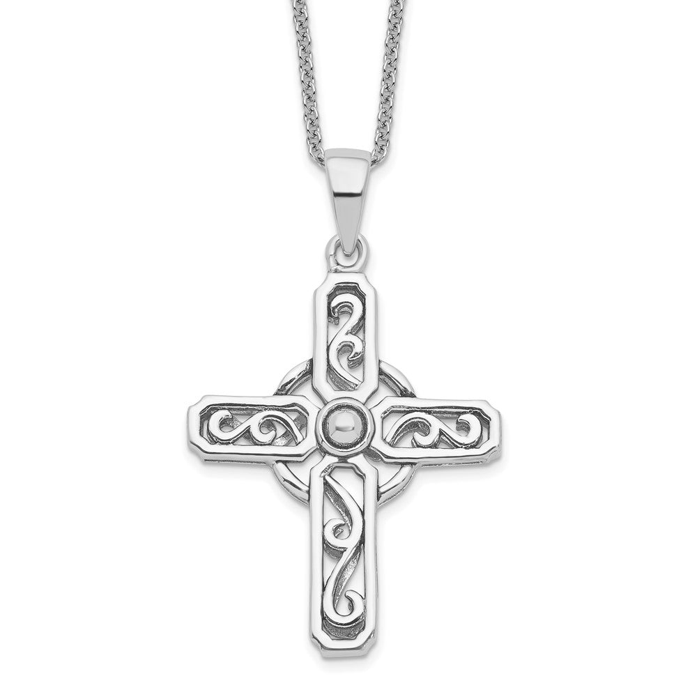 Sentimental Expressions Sterling Silver Rhodium-plated Prayer Cross 18in. Necklace