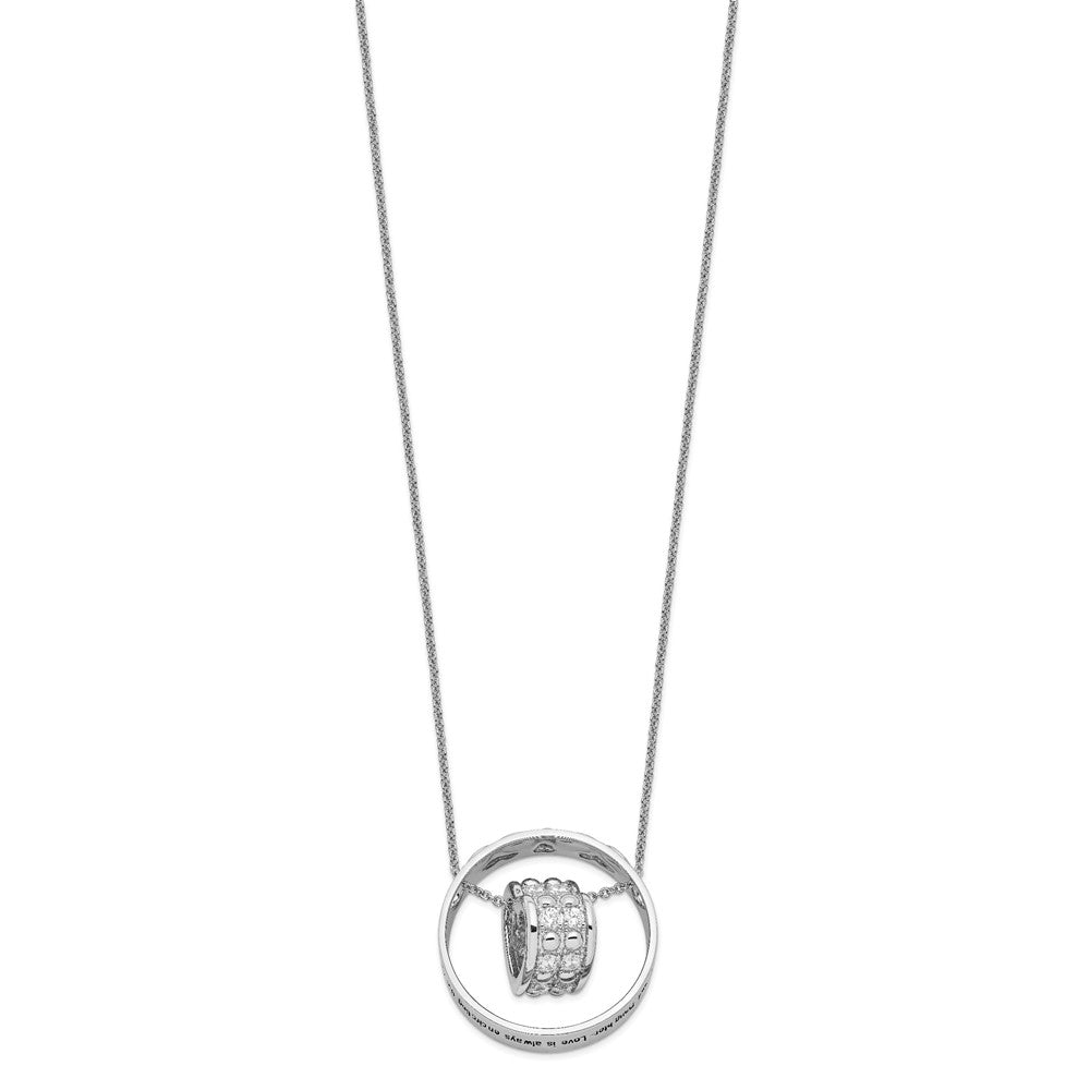 Sentimental Expressions Sterling Silver Rhodium-plated CZ Antiqued Mother and Daughter 18 Inch Necklace