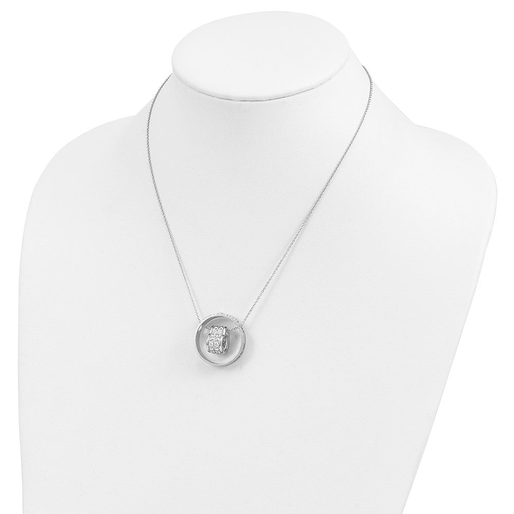 Sentimental Expressions Sterling Silver Rhodium-plated CZ Antiqued Mother and Daughter 18 Inch Necklace